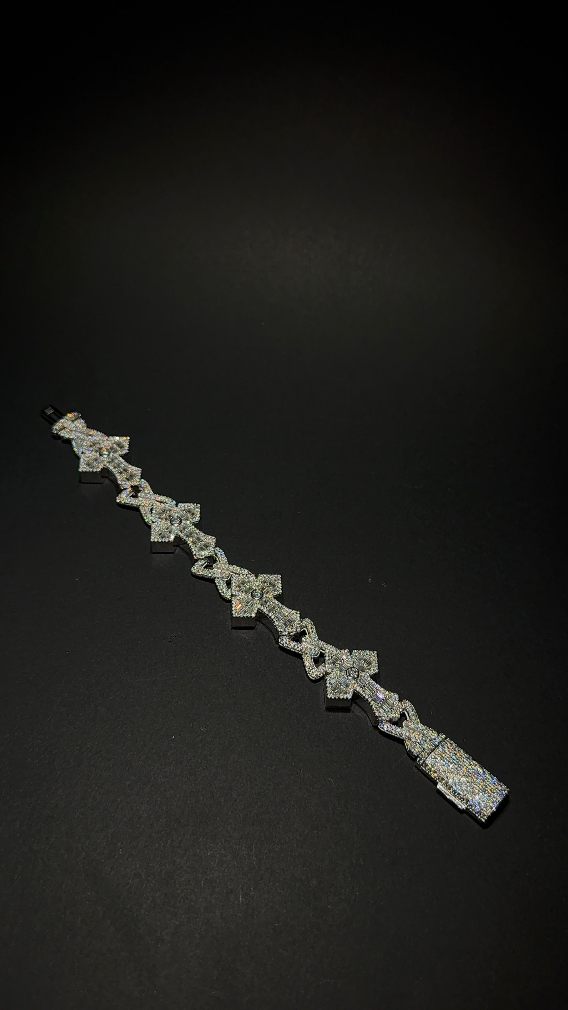 Baguette & Round Cut Cross Bracelet 22MM  7.5Inch