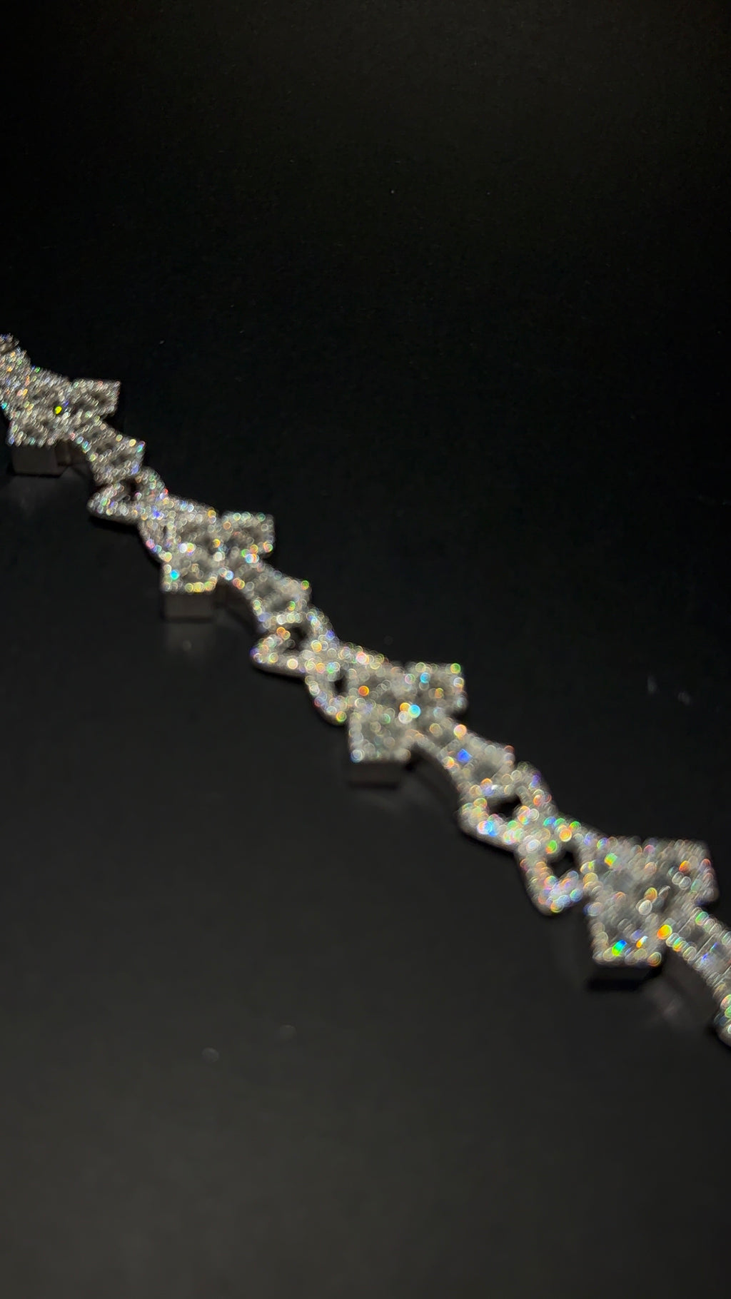 Baguette & Round Cut Cross Bracelet 22MM  7.5Inch