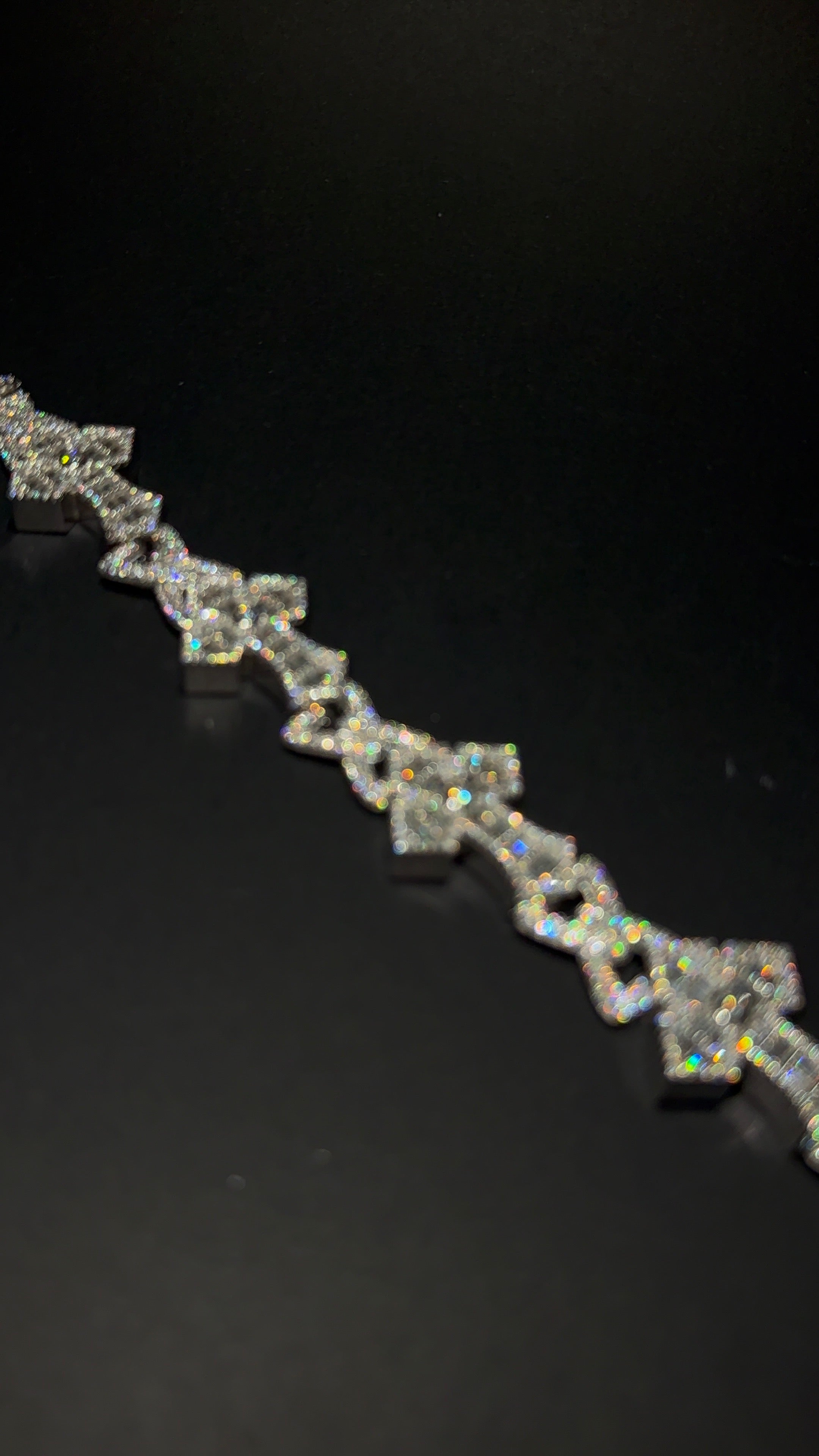 Baguette & Round Cut Cross Bracelet 22MM  7.5Inch