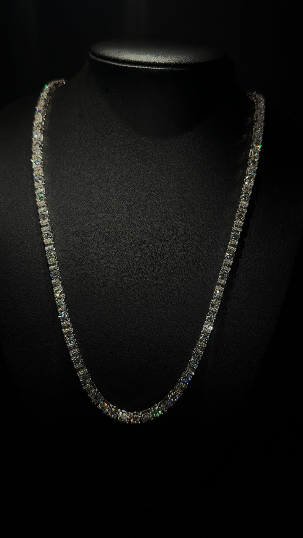 Baguette Round Cut Tennis Chain 4MM 24 Inch