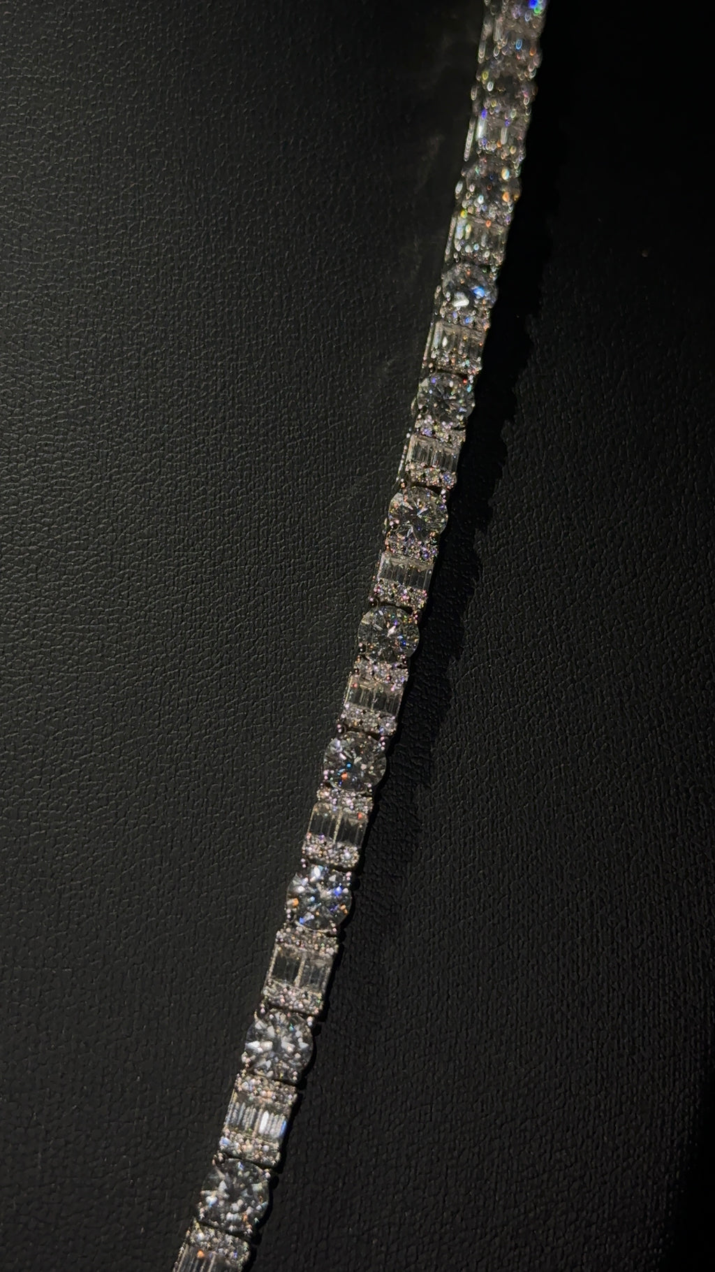 Baguette Round Cut Tennis Chain 4MM 24 Inch