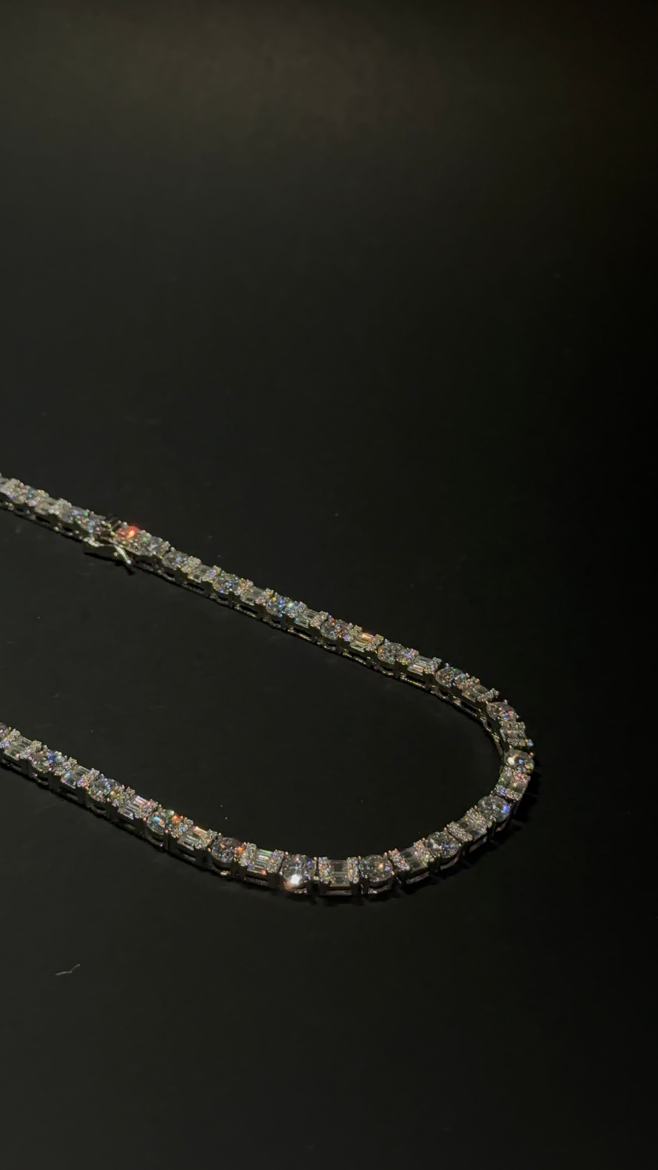 Baguette Round Cut Tennis Chain 4MM 24 Inch