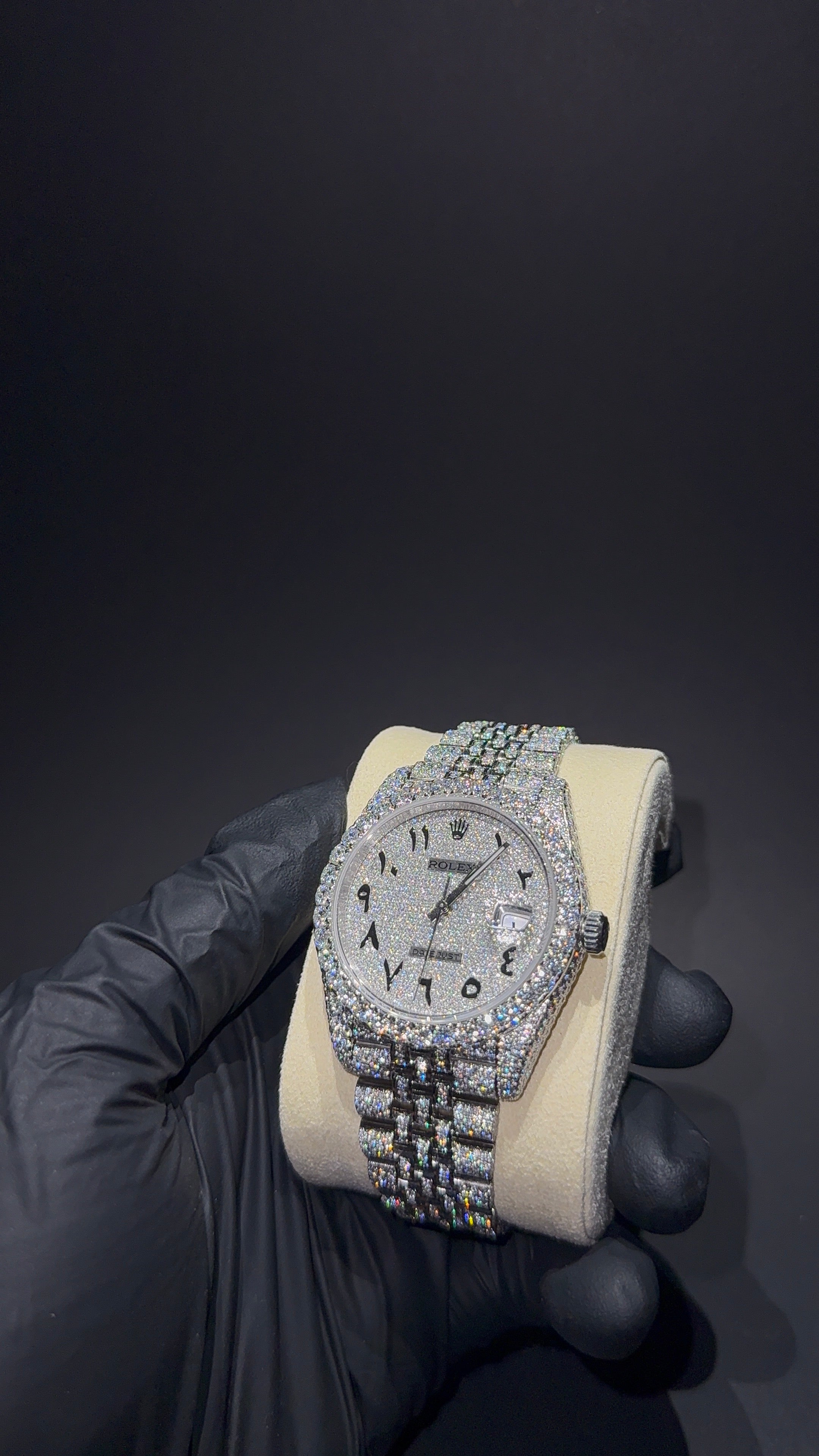 Iced Out Rolex Datejust 41 with Arabic Dial