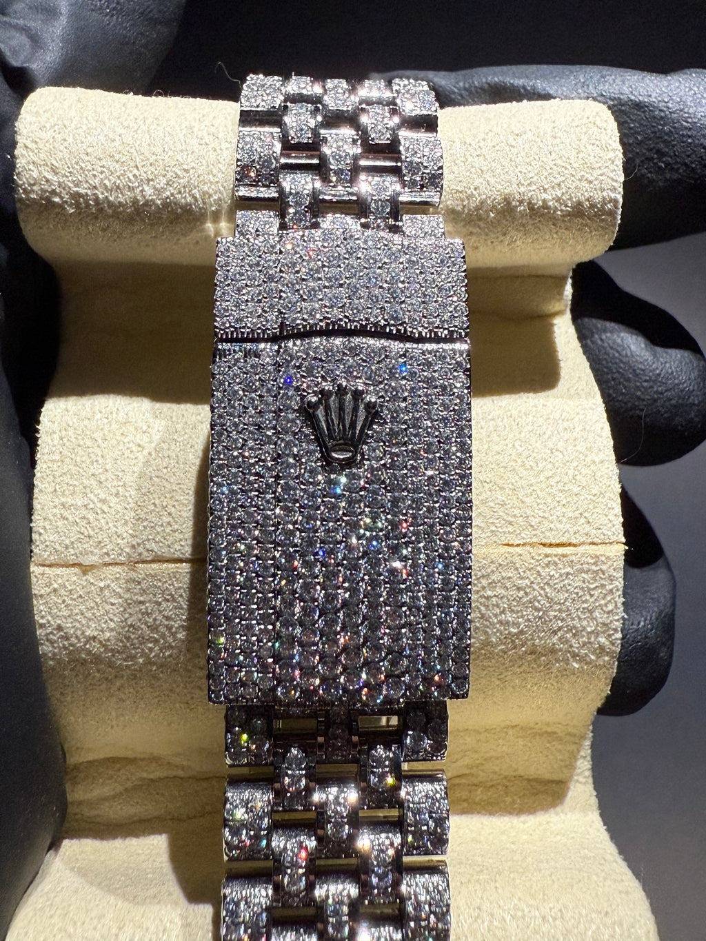 Iced Out Rolex Datejust 41 with Arabic Dial