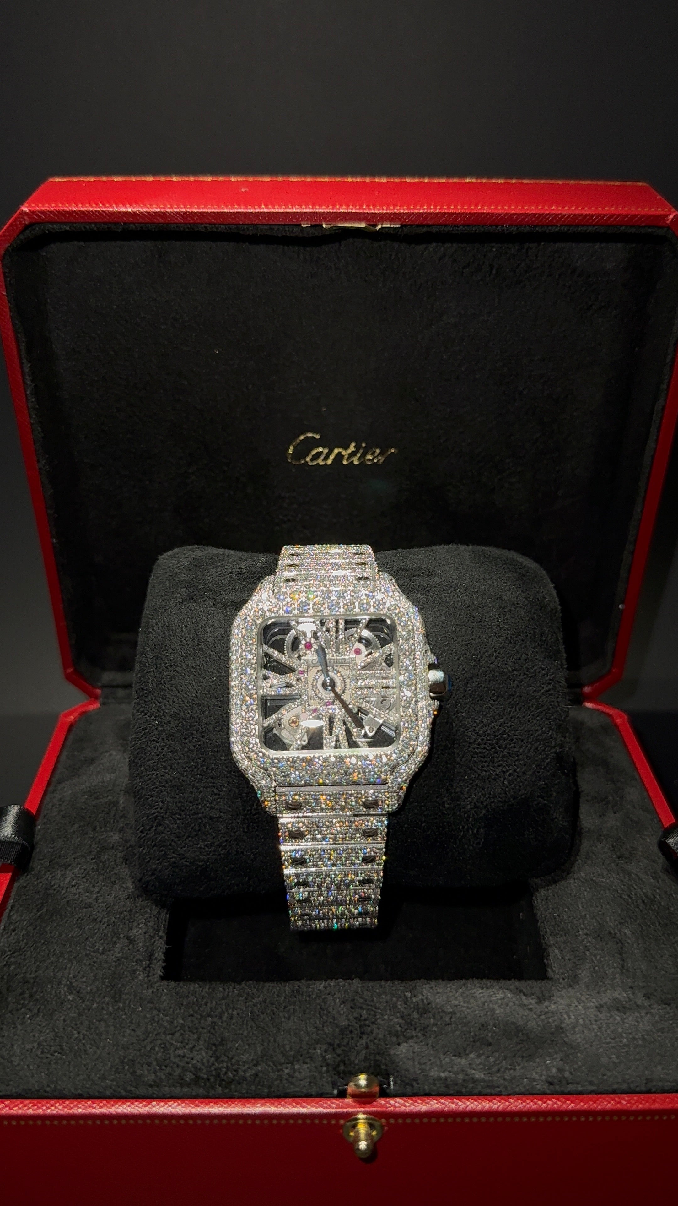 Iced out Cartier Santos Skeleton