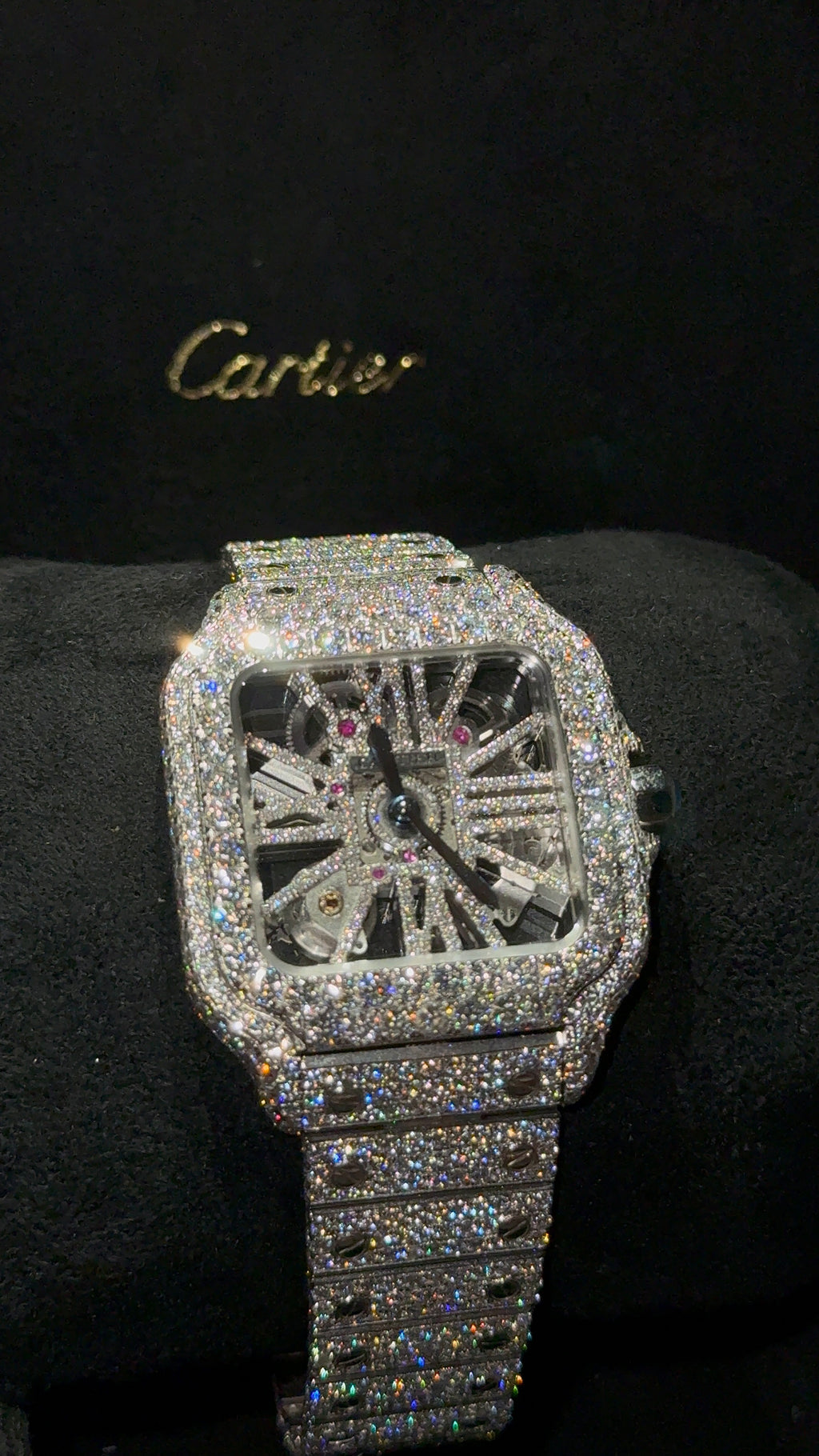 Iced out Cartier Santos Skeleton