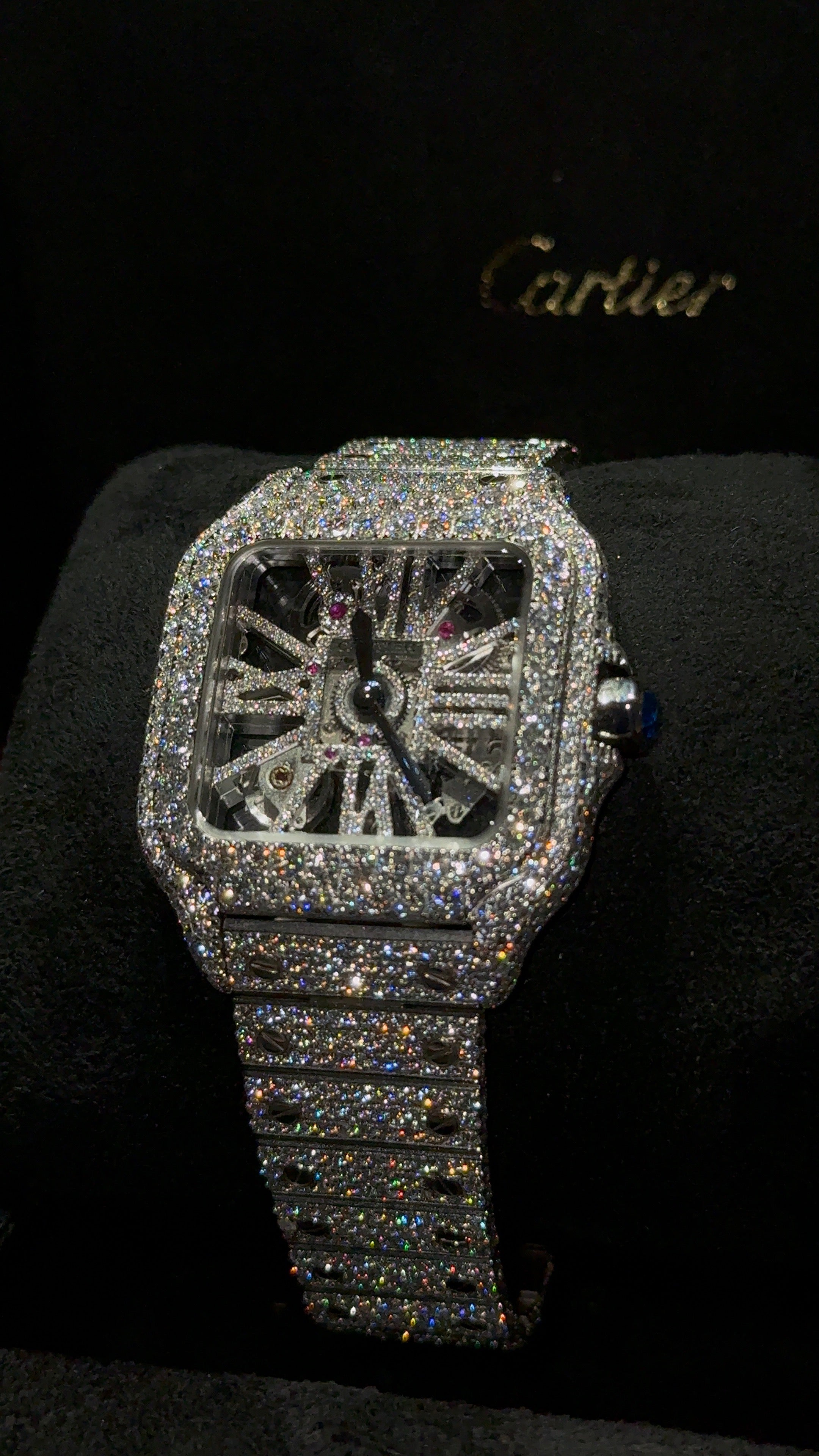 Iced out Cartier Santos Skeleton