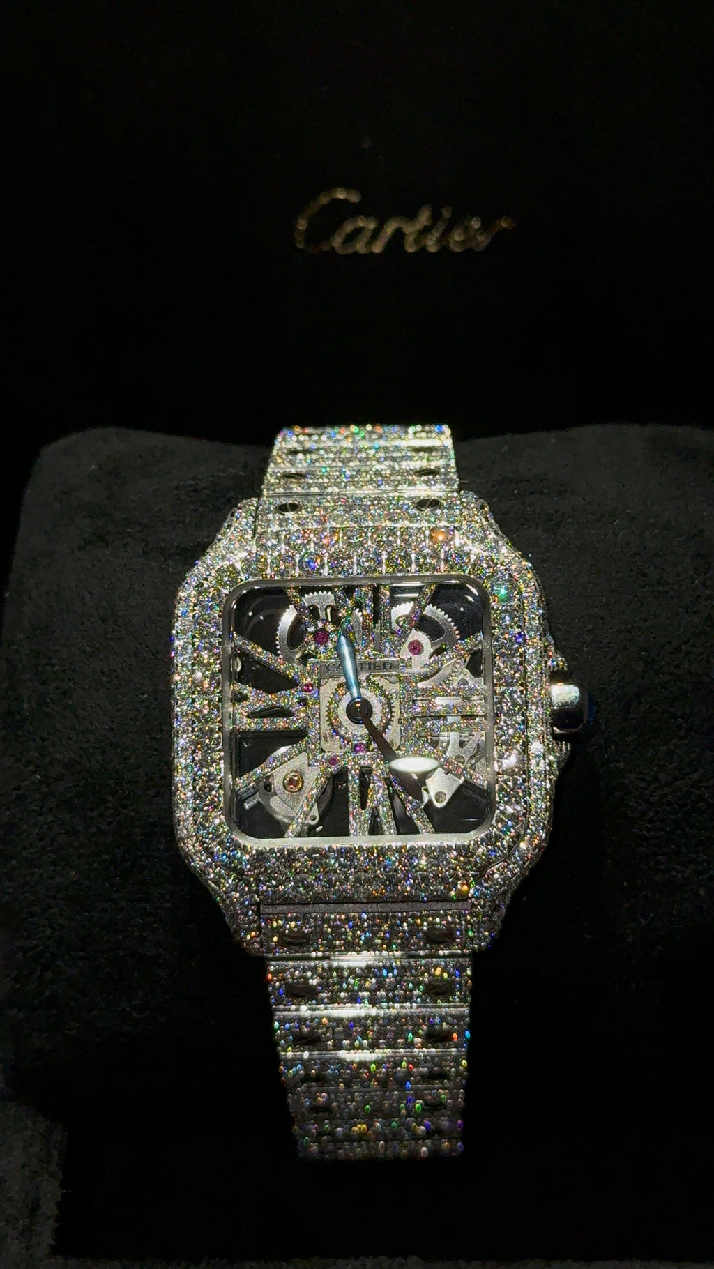 Iced out Cartier Santos Skeleton