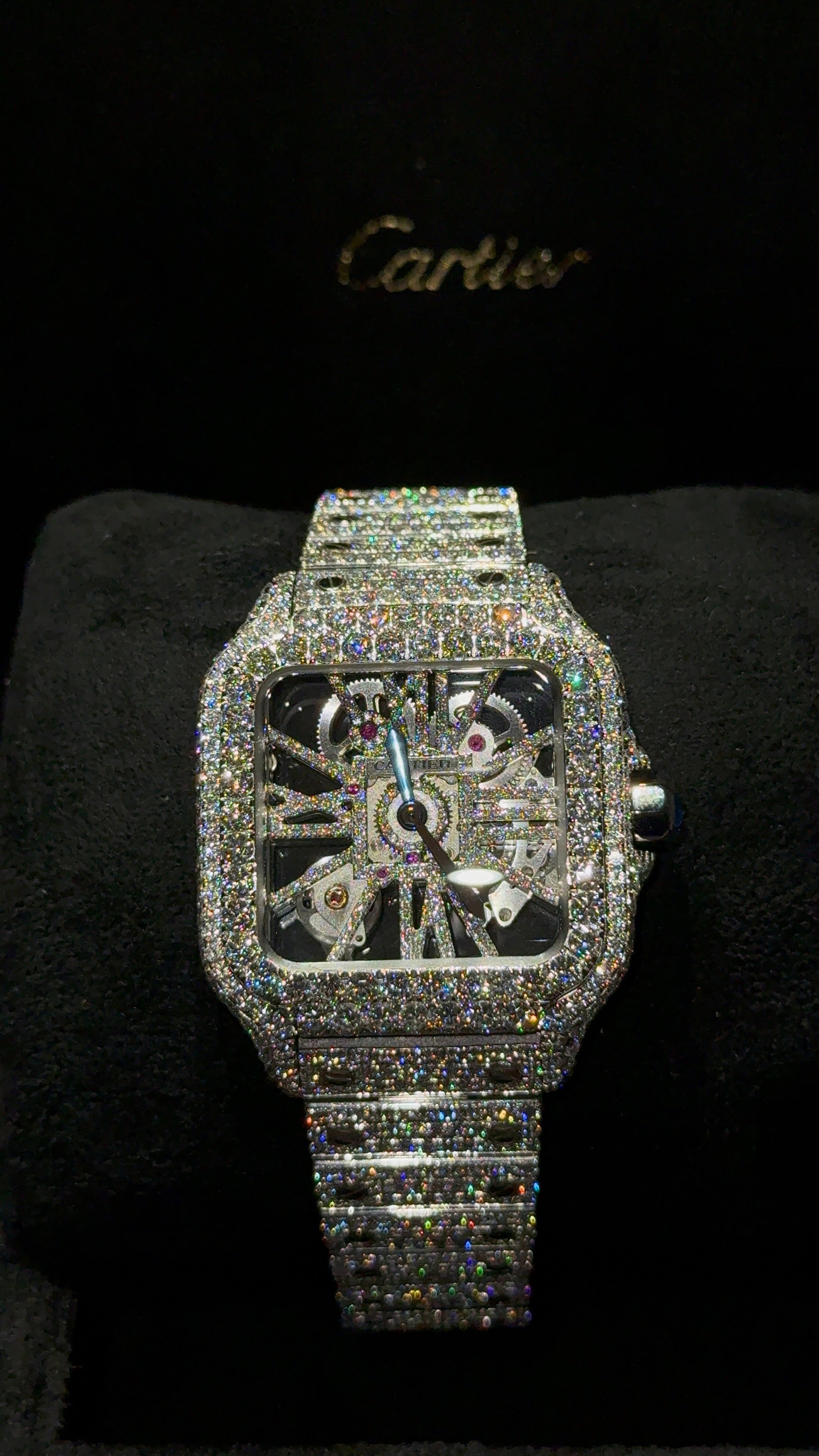 Iced out Cartier Santos Skeleton