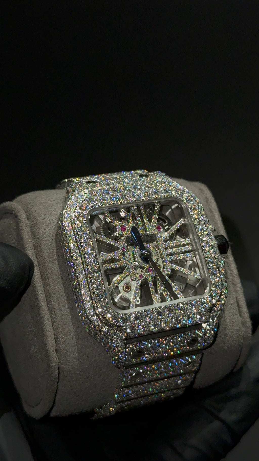 Iced out Cartier Santos Skeleton