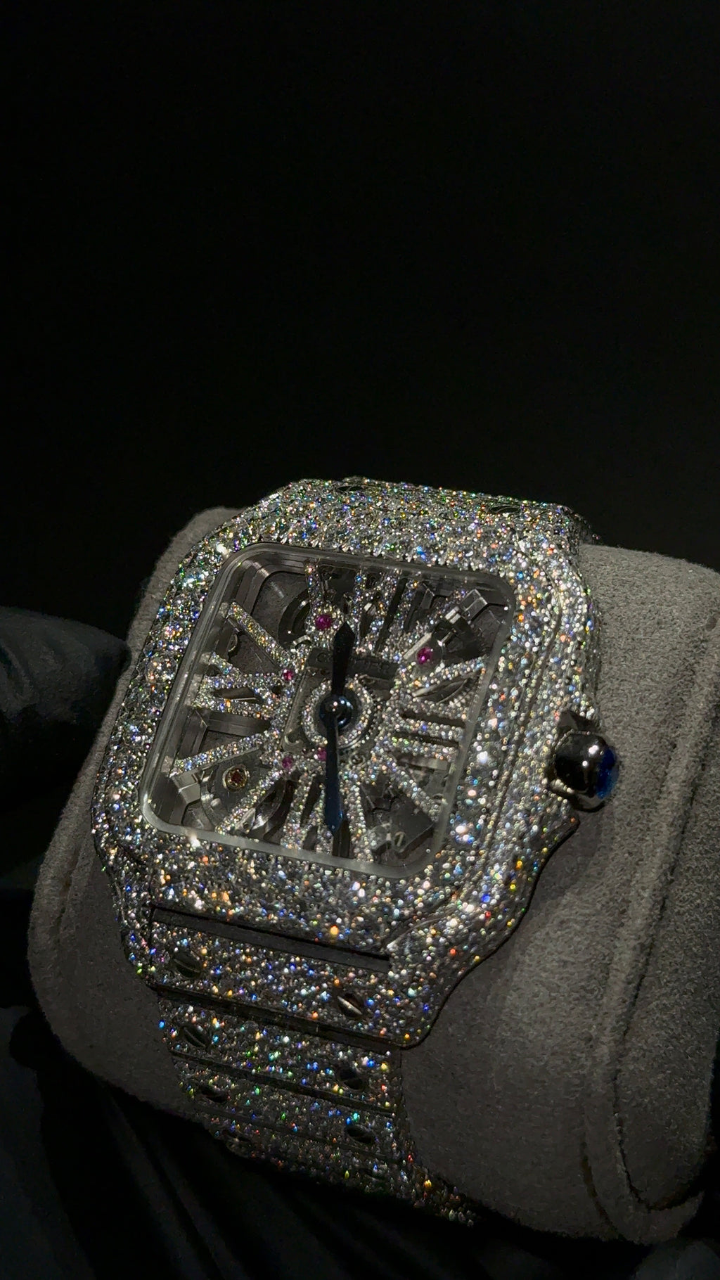 Iced out Cartier Santos Skeleton