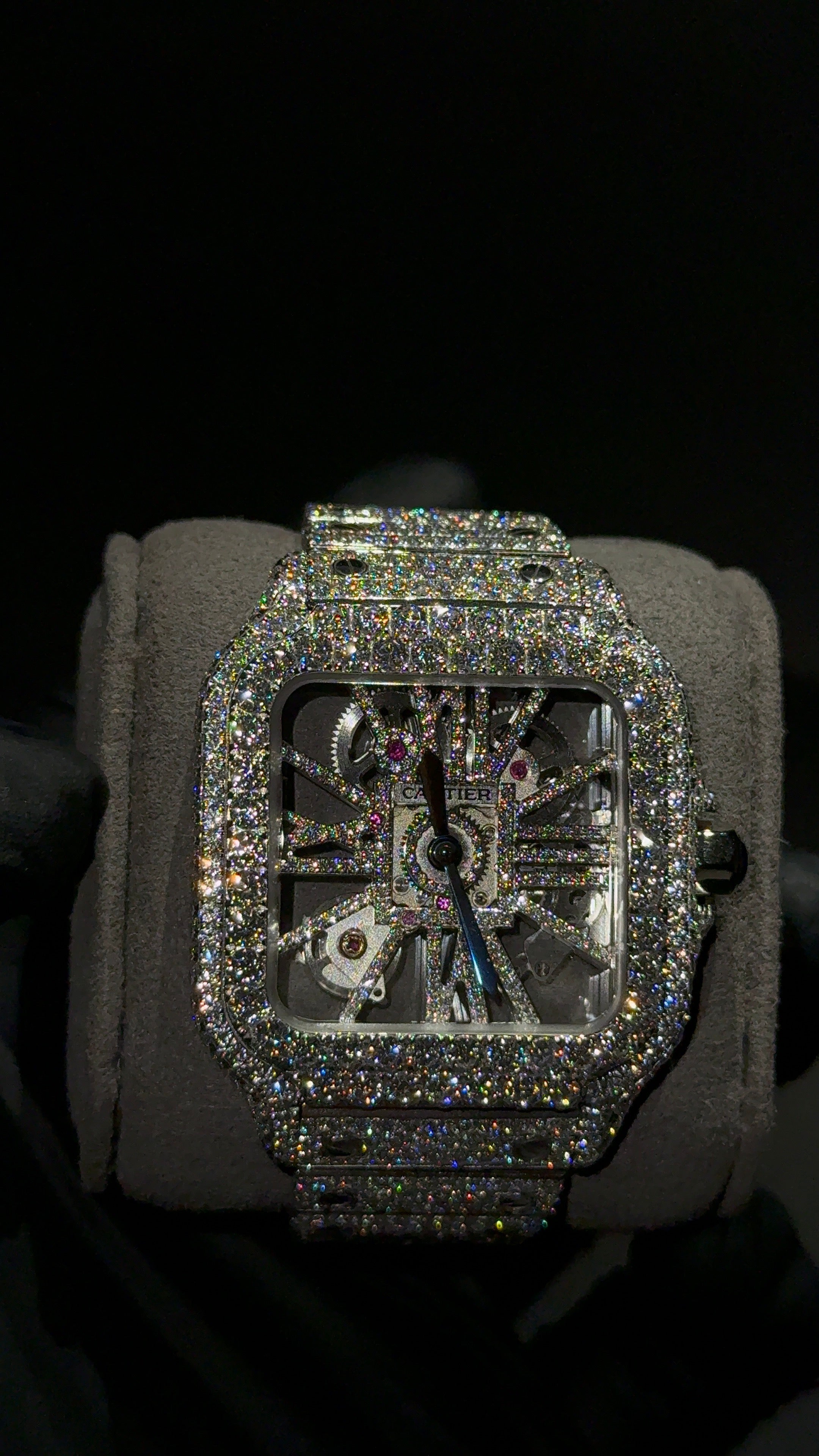 Iced out Cartier Santos Skeleton