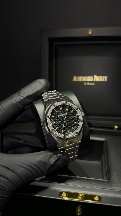 Audemars Piguet Black Dial Iced out Bezel