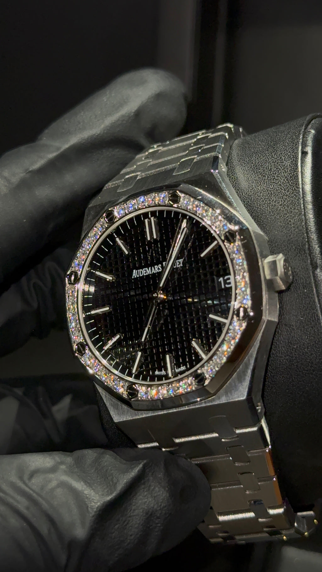 Audemars Piguet Black Dial Iced out Bezel