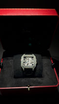 Iced Out Cartier Santos with Crocodile Strap