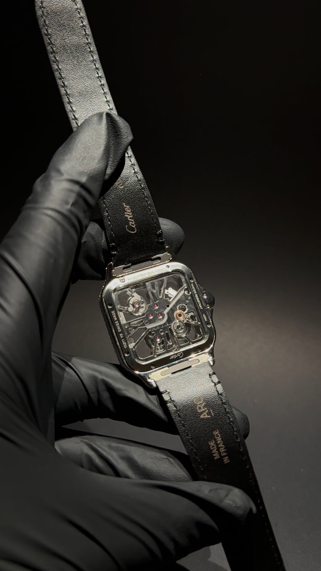 Iced Out Cartier Santos with Crocodile Strap