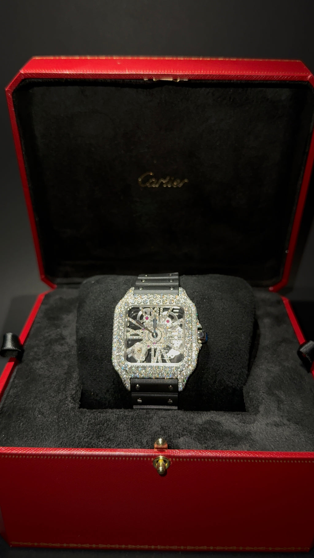 Iced Out Cartien Skeleton with Rubber Strap