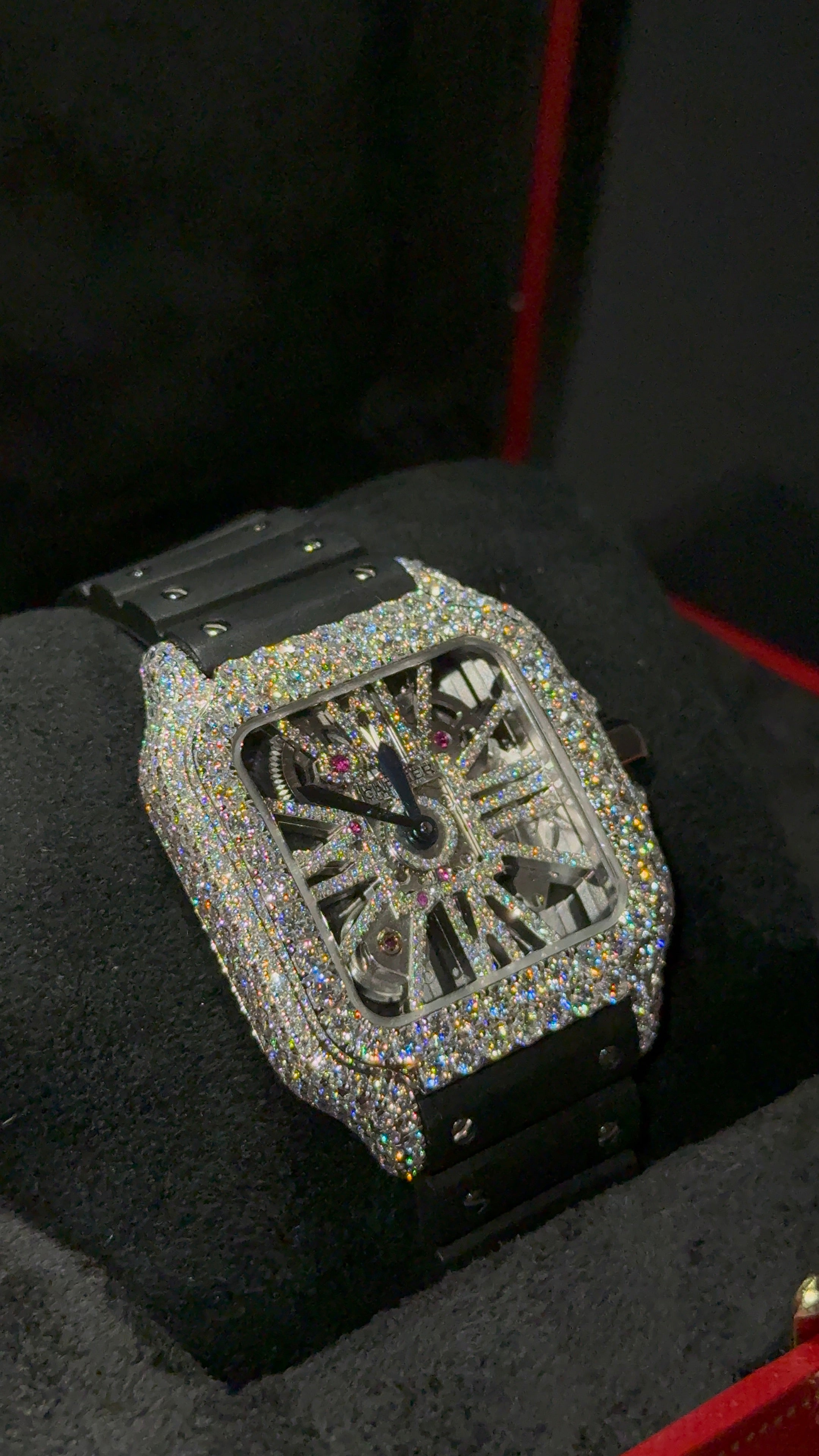 Iced Out Cartien Skeleton with Rubber Strap